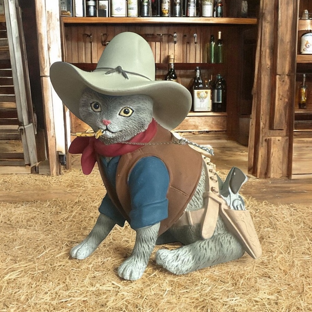 Hamilton Spurs 'N Fur One Bad Out-Claw Cowboy Cat Figurine 2016 Tag